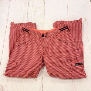 Ride Snowboards Womens Ski Snow Pants Plaid Salmon Pink Preowned Sz Med